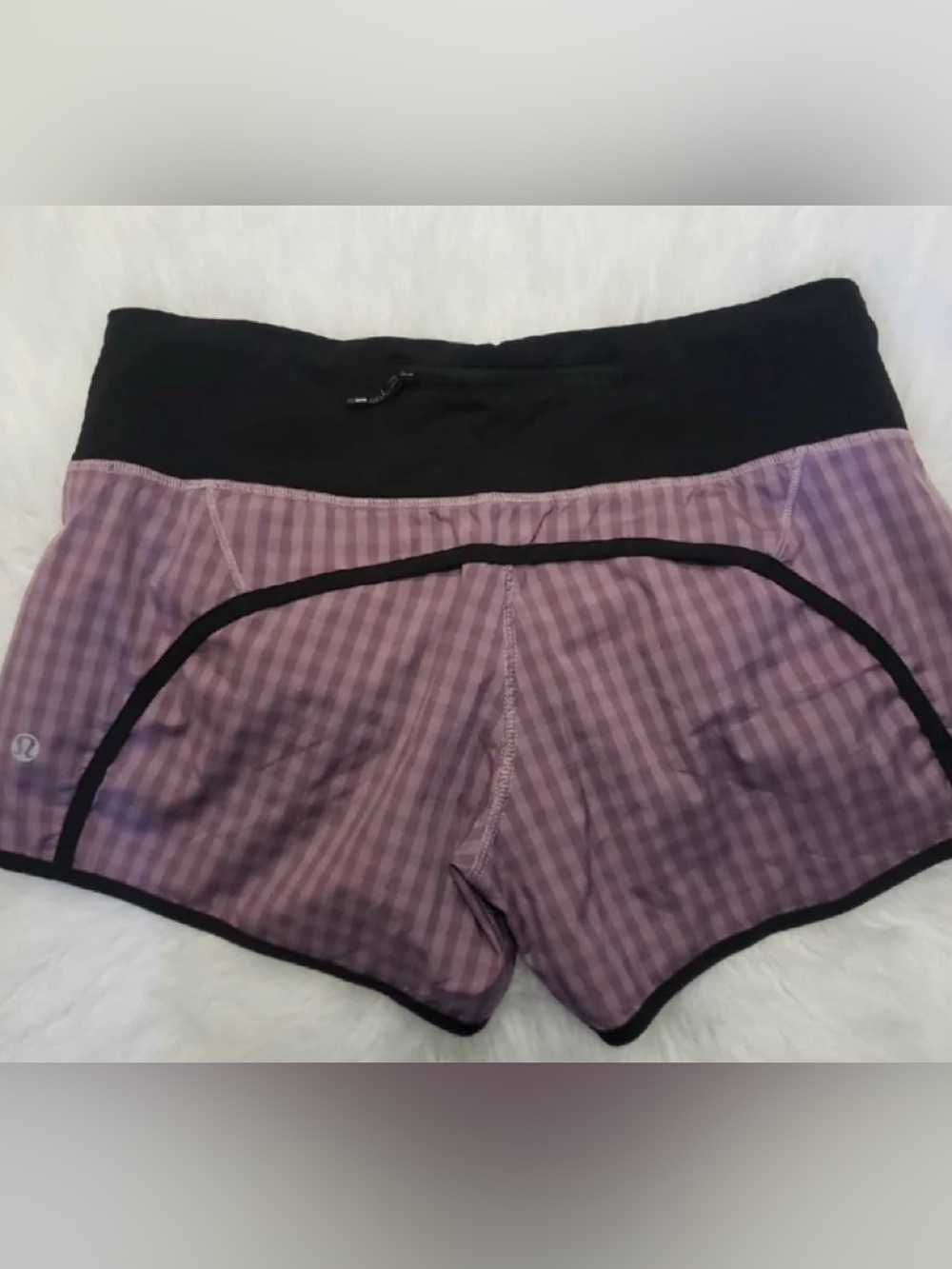 lululemon athletica Black Waistband Shorts with Lavender Liner